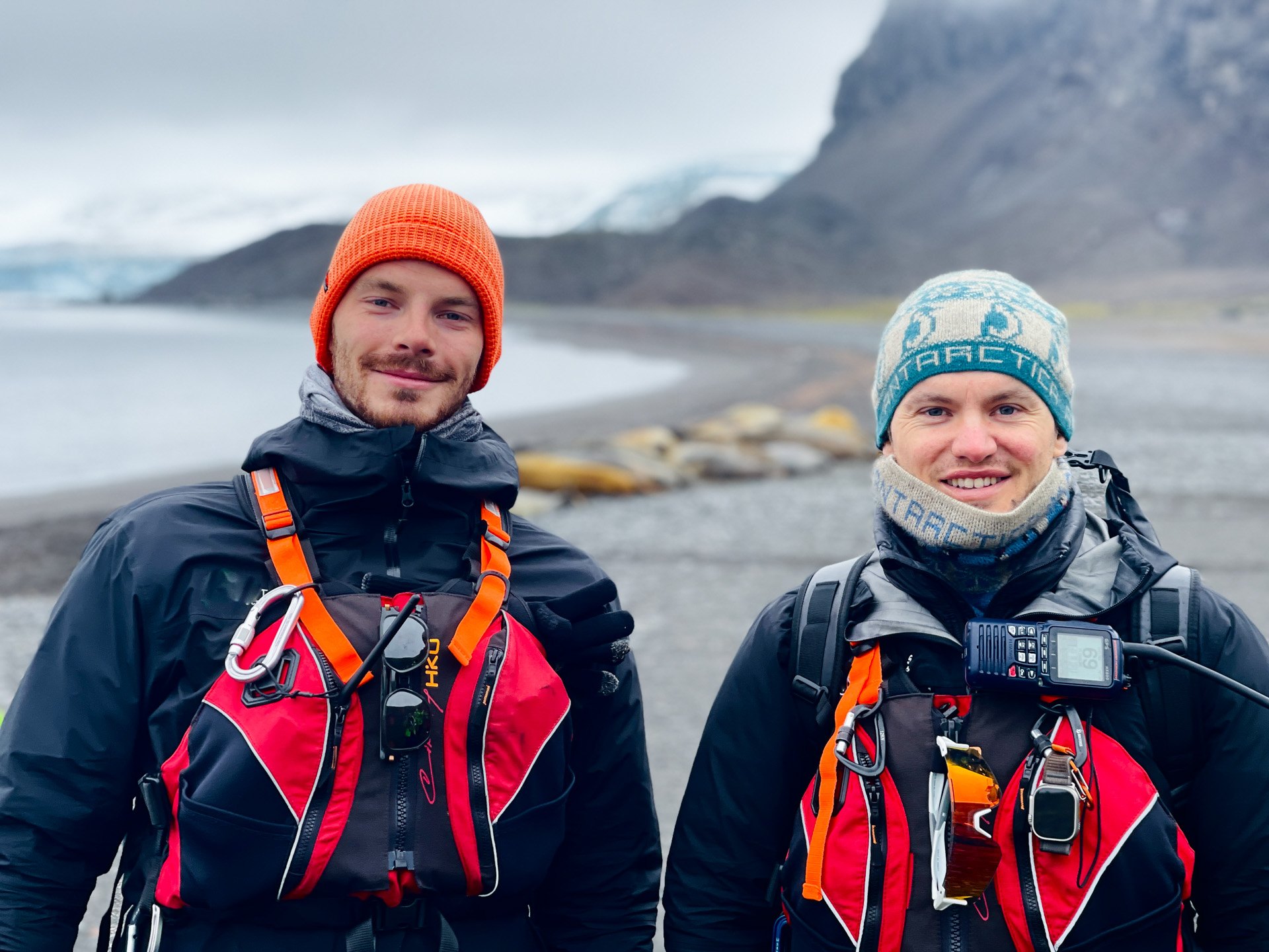 Jannik Drescher and Martin Hain ashore in Antarctica